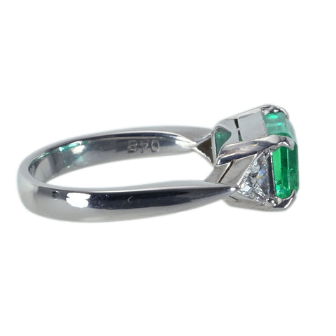 【中古】K18WG EMERALDコロンビア産 ノンオイル エメラルドリング E3.06ct D0.48ct GIA鑑別書 6.8g