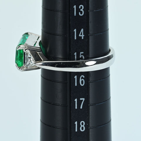 【中古】K18WG EMERALDコロンビア産 ノンオイル エメラルドリング E3.06ct D0.48ct GIA鑑別書 6.8g