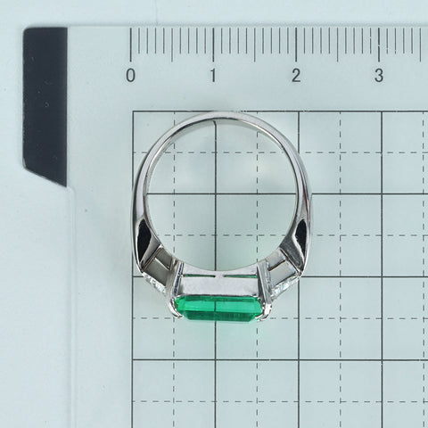 【中古】K18WG EMERALDコロンビア産 ノンオイル エメラルドリング E3.06ct D0.48ct GIA鑑別書 6.8g