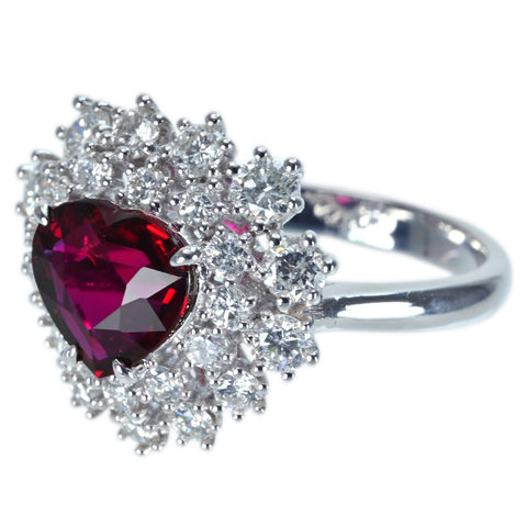 【中古】K18WG NO HEAT RUBY モザンビーク産非加熱ルビーリング R2.02ct D1.51ct GRS鑑別書 6.5g #13.5