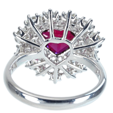 【中古】K18WG NO HEAT RUBY モザンビーク産非加熱ルビーリング R2.02ct D1.51ct GRS鑑別書 6.5g #13.5