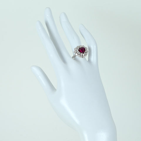 【中古】K18WG NO HEAT RUBY モザンビーク産非加熱ルビーリング R2.02ct D1.51ct GRS鑑別書 6.5g #13.5