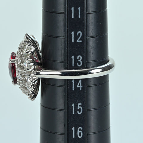 【中古】K18WG NO HEAT RUBY モザンビーク産非加熱ルビーリング R2.02ct D1.51ct GRS鑑別書 6.5g #13.5