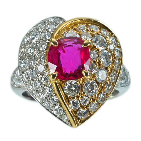 【中古】PT900/K18YG RUBY RING ルビーリング R1.16ct D1.64ct 8.0g #8