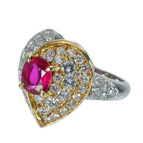 【中古】PT900/K18YG RUBY RING ルビーリング R1.16ct D1.64ct 8.0g #8