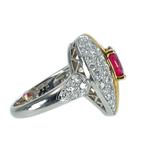 【中古】PT900/K18YG RUBY RING ルビーリング R1.16ct D1.64ct 8.0g #8