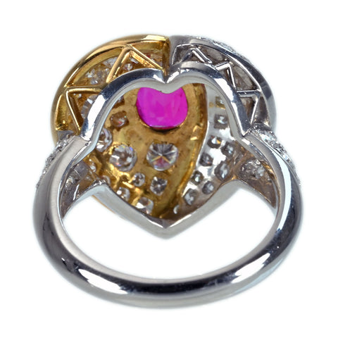 【中古】PT900/K18YG RUBY RING ルビーリング R1.16ct D1.64ct 8.0g #8