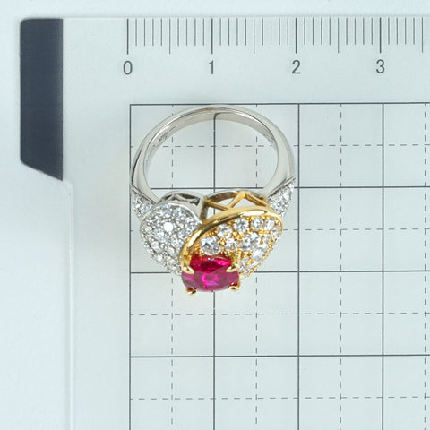 【中古】PT900/K18YG RUBY RING ルビーリング R1.16ct D1.64ct 8.0g #8