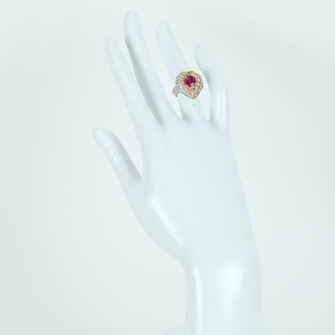 【中古】PT900/K18YG RUBY RING ルビーリング R1.16ct D1.64ct 8.0g #8