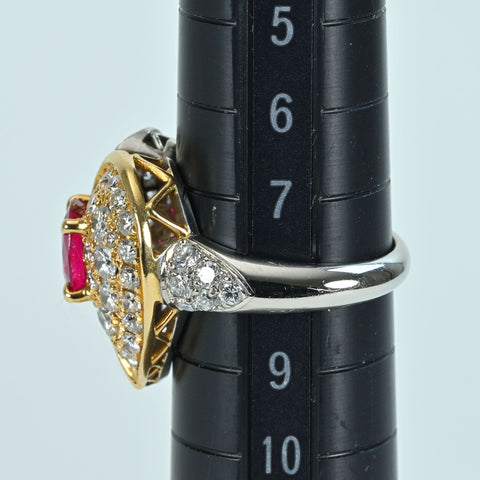 【中古】PT900/K18YG RUBY RING ルビーリング R1.16ct D1.64ct 8.0g #8