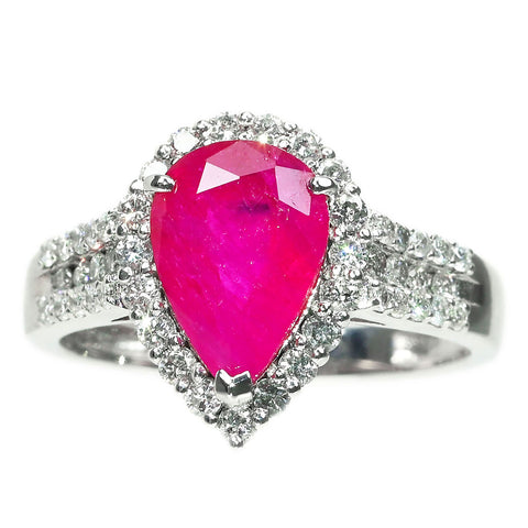 【中古】K18WG RUBY 非加熱 ルビー リング R2.72ct D0.60ct 4.8g GIA鑑別書付き