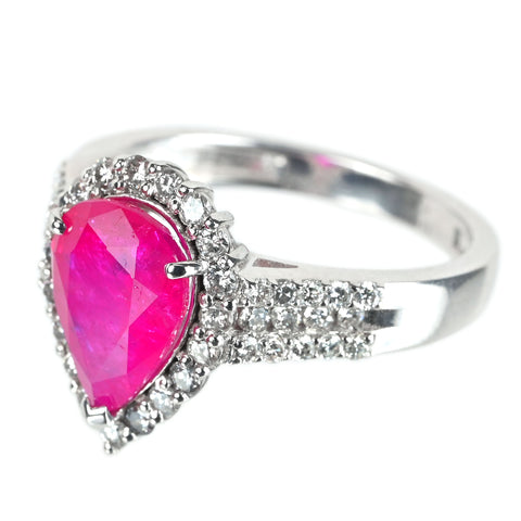【中古】K18WG RUBY 非加熱 ルビー リング R2.72ct D0.60ct 4.8g GIA鑑別書付き
