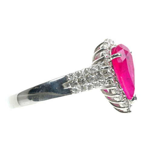 【中古】K18WG RUBY 非加熱 ルビー リング R2.72ct D0.60ct 4.8g GIA鑑別書付き