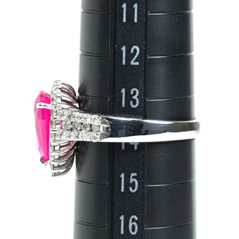 【中古】K18WG RUBY 非加熱 ルビー リング R2.72ct D0.60ct 4.8g GIA鑑別書付き