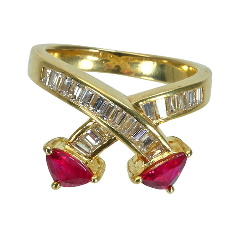 【中古】K18YG RUBYルビー＆ダイヤモンドリング 6.9g #9.5