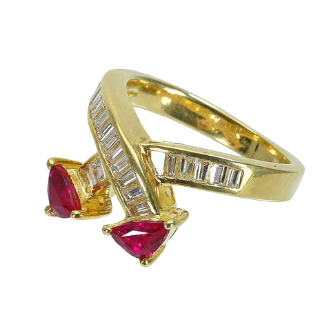 【中古】K18YG RUBYルビー＆ダイヤモンドリング 6.9g #9.5