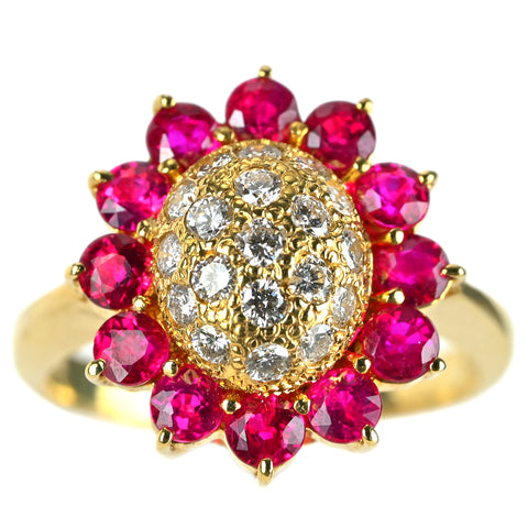 【中古】K18YG RUBY ルビーリング R1.18ct D0.27ct 3.8g #5