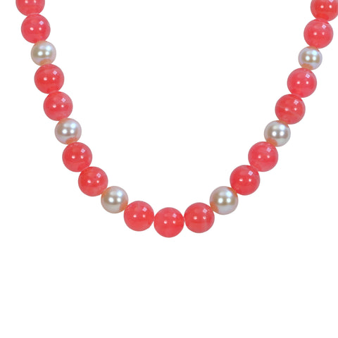 【中古】 ロードクロサイト（インカローズ）/模造パールネックレス STEEL 63.6g