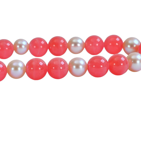 【中古】 ロードクロサイト（インカローズ）/模造パールネックレス STEEL 63.6g