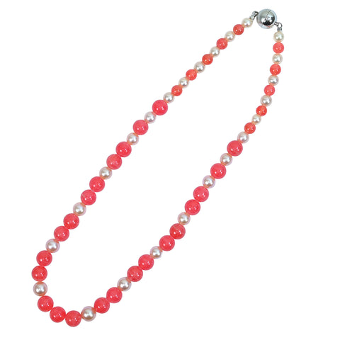 【中古】 ロードクロサイト（インカローズ）/模造パールネックレス STEEL 63.6g