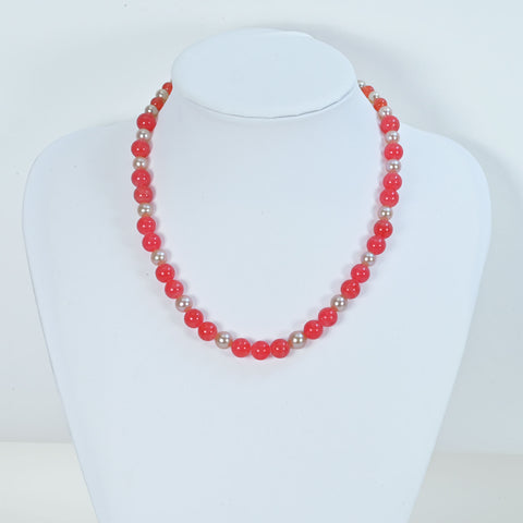 【中古】 ロードクロサイト（インカローズ）/模造パールネックレス STEEL 63.6g