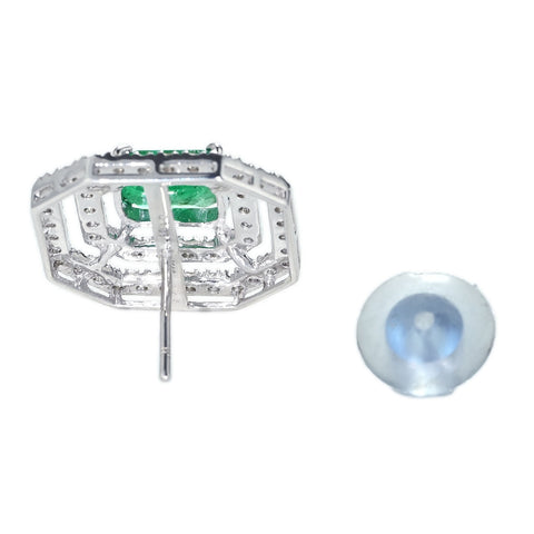 【中古】K18WG EMERALD EARRINGS エメラルドピアス E2.05ct E1.45ct D1.06ct D1.06ct 8.6g