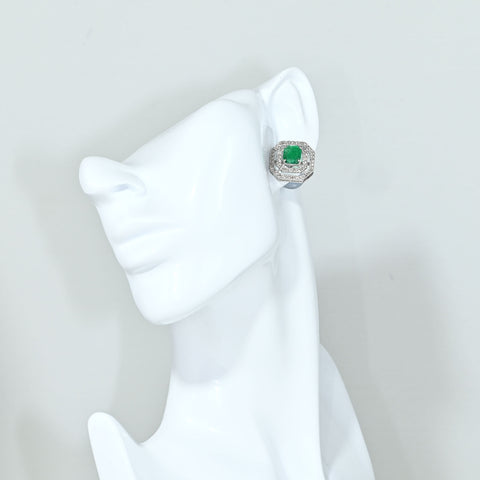 【中古】K18WG EMERALD EARRINGS エメラルドピアス E2.05ct E1.45ct D1.06ct D1.06ct 8.6g