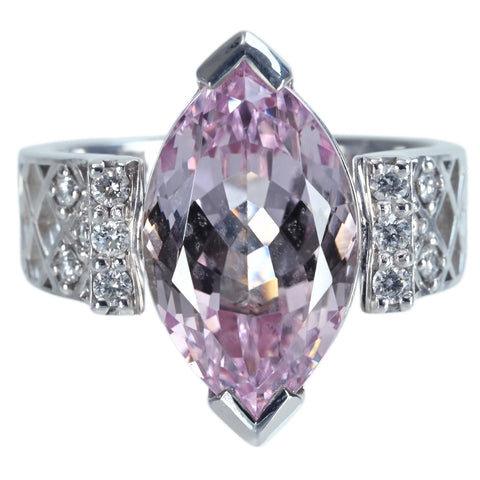 【中古】K18WG KUNZITE クンツァイトリング K6.60ct D0.20ct 9.20g #10.5