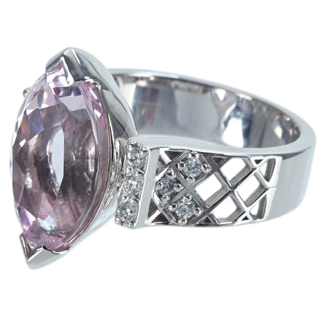 【中古】K18WG KUNZITE クンツァイトリング K6.60ct D0.20ct 9.20g #10.5