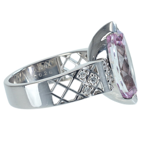 【中古】K18WG KUNZITE クンツァイトリング K6.60ct D0.20ct 9.20g #10.5