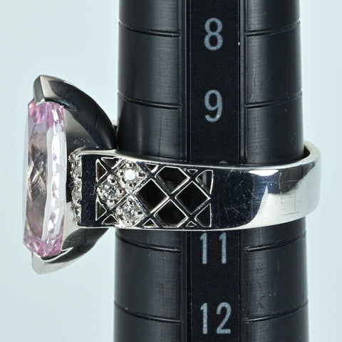 【中古】K18WG KUNZITE クンツァイトリング K6.60ct D0.20ct 9.20g #10.5