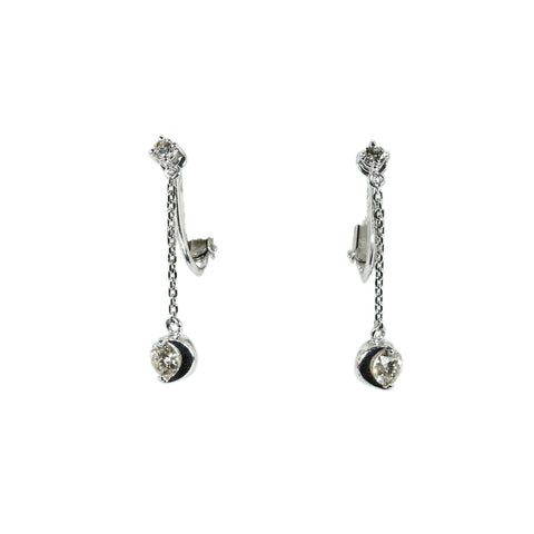 【中古】K18WG DIAMOND EARRINGS ダイヤモンドイヤリング D0.27ct + D0.27ct 鑑別書 2.6g