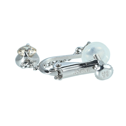 【中古】K18WG DIAMOND EARRINGS ダイヤモンドイヤリング D0.27ct + D0.27ct 鑑別書 2.6g