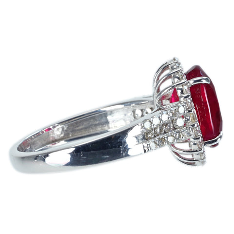 【中古】K18WG Myanmar RUBY RING ミャンマー（ビルマ）産 ルビーリング R4.00ct D0.55ct Pigeon Blood GRS鑑別書 4.9g