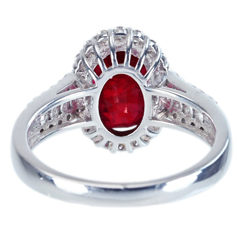 【中古】K18WG Myanmar RUBY RING ミャンマー（ビルマ）産 ルビーリング R4.00ct D0.55ct Pigeon Blood GRS鑑別書 4.9g