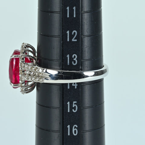 【中古】K18WG Myanmar RUBY RING ミャンマー（ビルマ）産 ルビーリング R4.00ct D0.55ct Pigeon Blood GRS鑑別書 4.9g