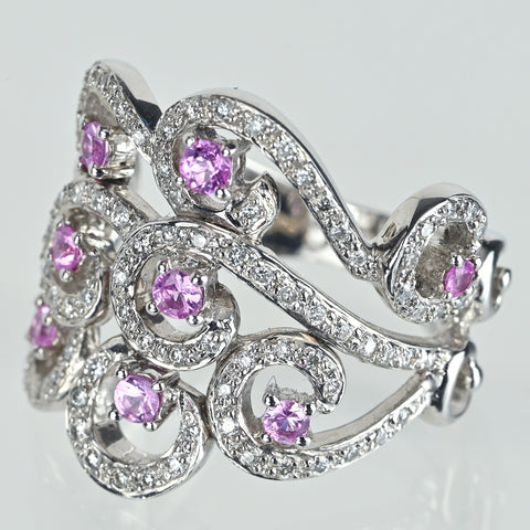 K18WG PINK SAPPHIREピンクサファイアリング PS0.42ct D0.35ct 7.5g #12