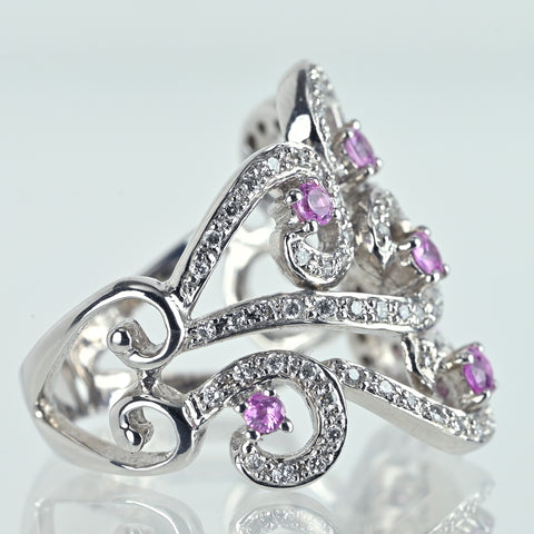 K18WG PINK SAPPHIREピンクサファイアリング PS0.42ct D0.35ct 7.5g #12