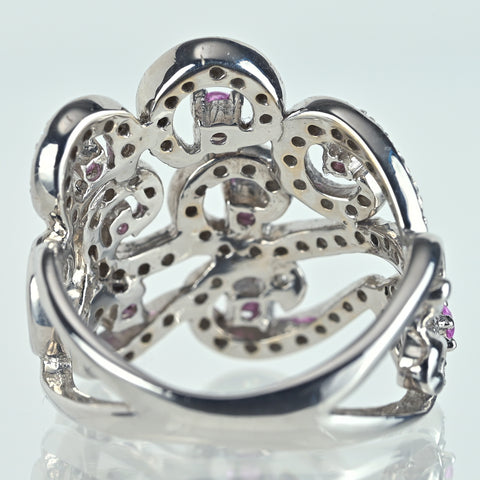 K18WG PINK SAPPHIREピンクサファイアリング PS0.42ct D0.35ct 7.5g #12