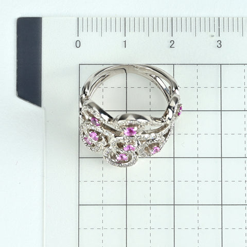 K18WG PINK SAPPHIREピンクサファイアリング PS0.42ct D0.35ct 7.5g #12