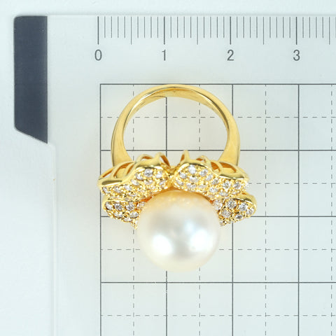 [Used] K18YG PEARL RING White South Sea Pearl Ring P12.2mm D1.80ct 11.3g #7 