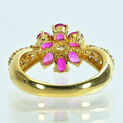 【中古】K18YG RUBYルビーリング R1.46ct D0.52ct 4.7g 12