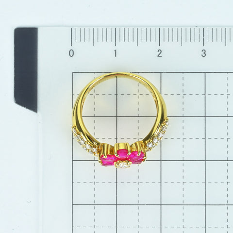 【中古】K18YG RUBYルビーリング R1.46ct D0.52ct 4.7g 12