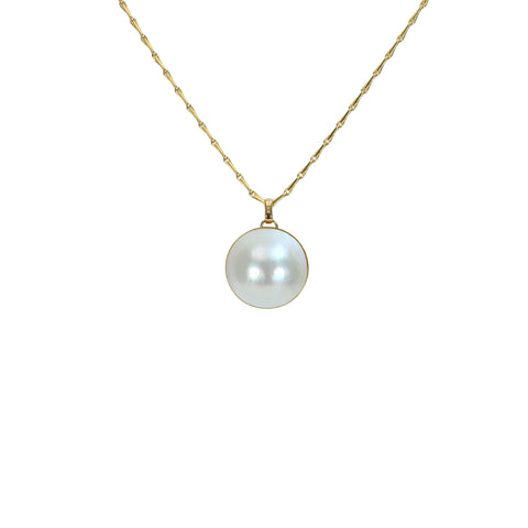 【中古】 K18YG MABE PEARLマベパールペンダントネックレス 18.5mm 9.3g