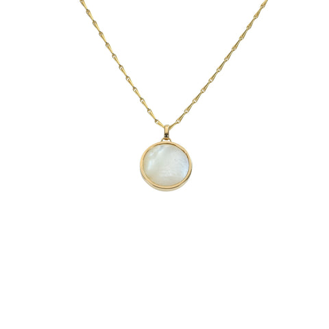 [Pre-owned] 18K Yellow Gold Mabe Pearl Pendant Necklace, 18.5mm, 9.3g 