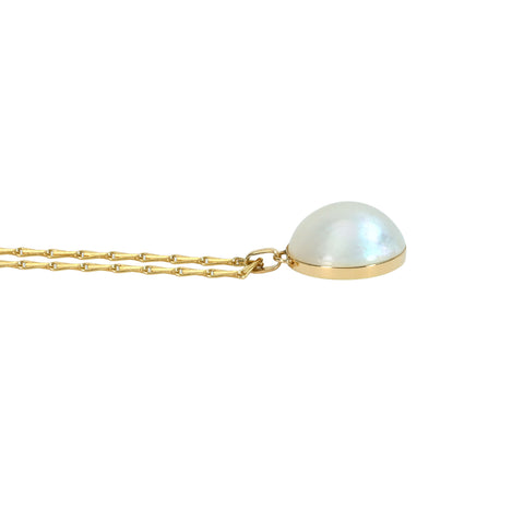 [Pre-owned] 18K Yellow Gold Mabe Pearl Pendant Necklace, 18.5mm, 9.3g 