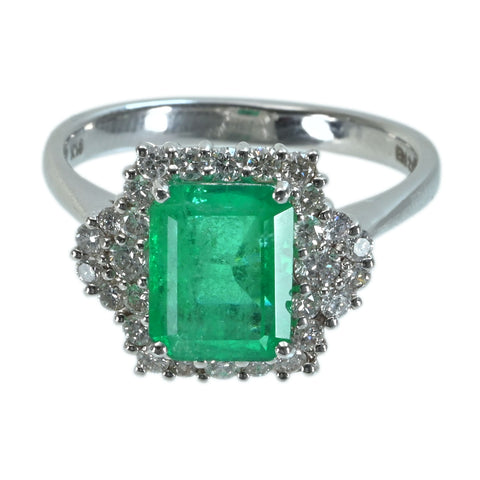 【中古】 K18WG EMERALDエメラルドリング E2.18ct D0.55ct 4.4g #13.5