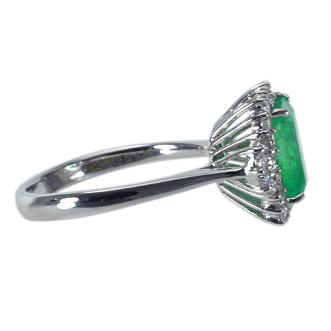 【中古】 K18WG EMERALDエメラルドリング E2.18ct D0.55ct 4.4g #13.5