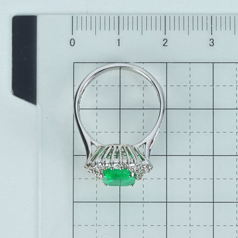 【中古】 K18WG EMERALDエメラルドリング E2.18ct D0.55ct 4.4g #13.5