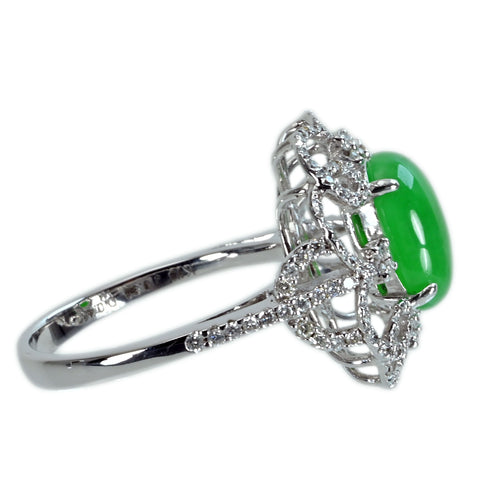 【中古】K18WG JADEITE ヒスイリング J3.56ct D0.48ct 6.2g #15.5